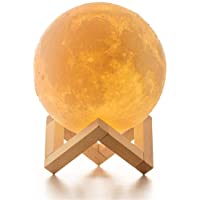 Los mejores  - Lámpara Luna 3D- ICONNTECHS Brillo Regulable 16 Colores RGB Recargable USB Control remoto y Control táctil LED Lunar Luz…